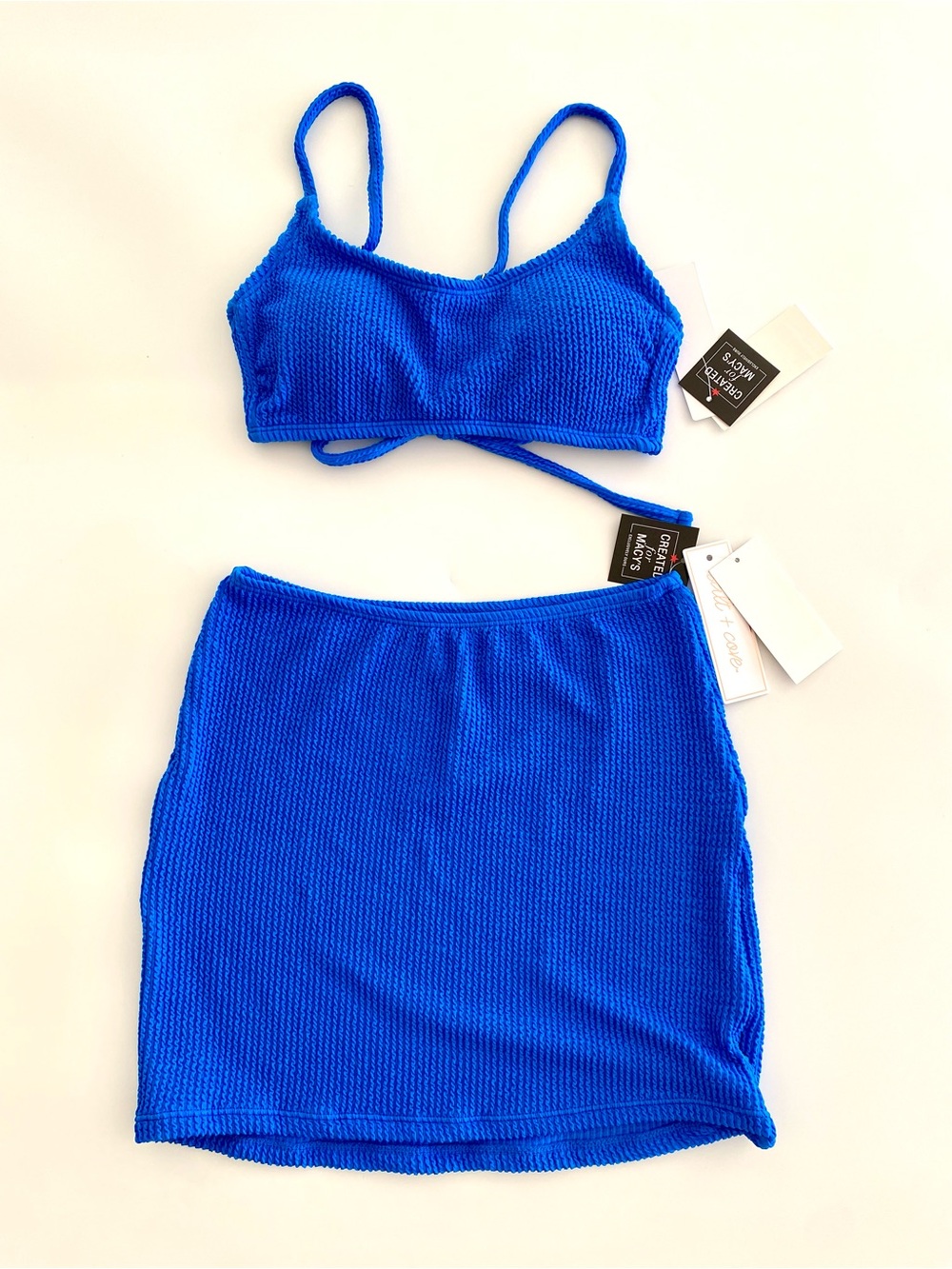 Blue Ribbed Mini Skirt - Women's Skirt